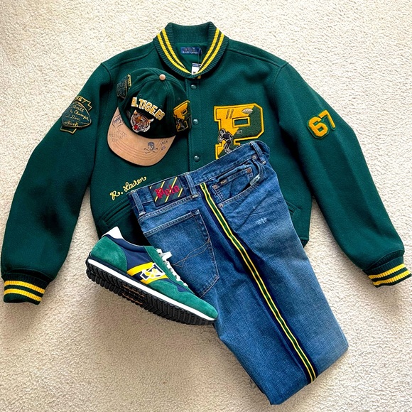 Polo Ralph Lauren RL Tigers Varsity Letterman Jacket & Hat - Picture 1 of 5